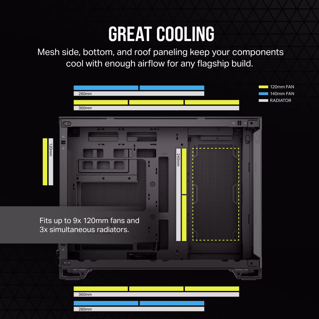 Corsair 2500X Airflow (M-ATX) Mid-Tower Cabinet (Black) overview 4