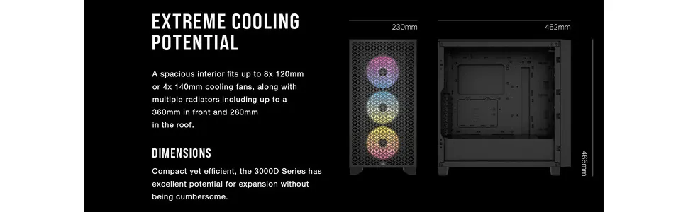 Corsair 3000D RGB Airflow Mid-Tower (ATX) Cabinet (Black) overview 2