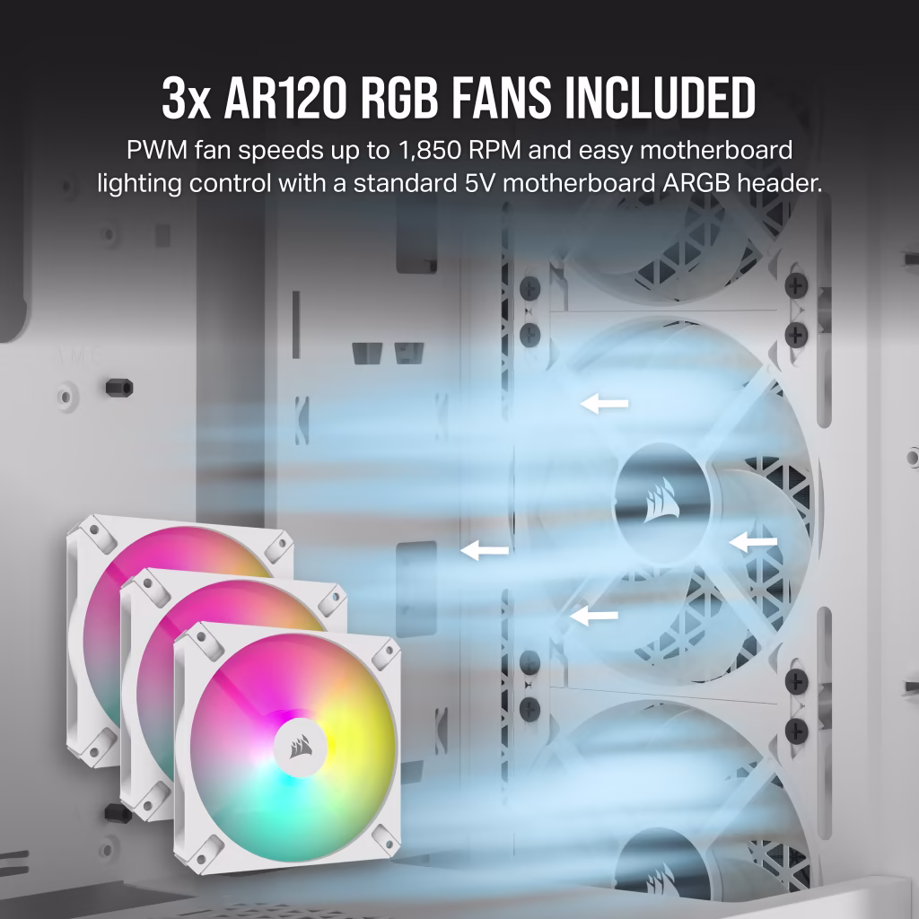Corsair 3000D RGB Airflow Mid-Tower (ATX) Cabinet (White) overview 4