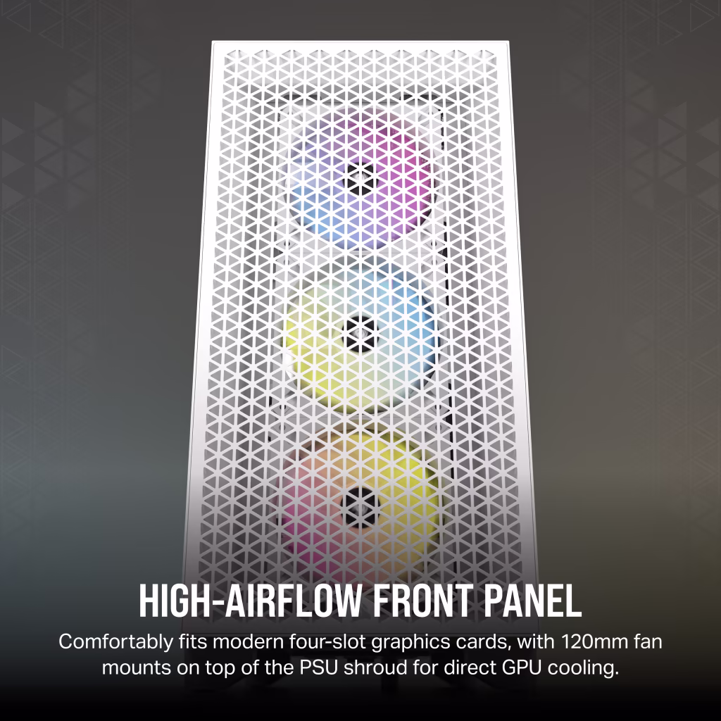 Corsair 3000D RGB Airflow Mid-Tower (ATX) Cabinet (White) overview 5