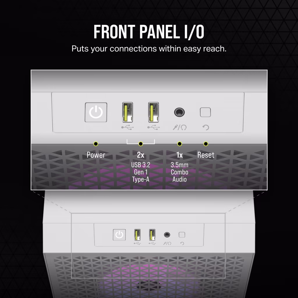 Corsair 3000D RGB Airflow Mid-Tower (ATX) Cabinet (White) overview 7