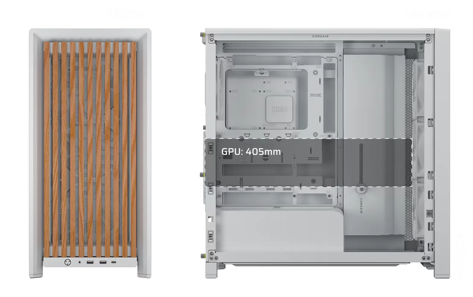 Corsair FRAME 4000D WOOD RS Modular Mid-Tower PC Case (White/Oak) overview 5
