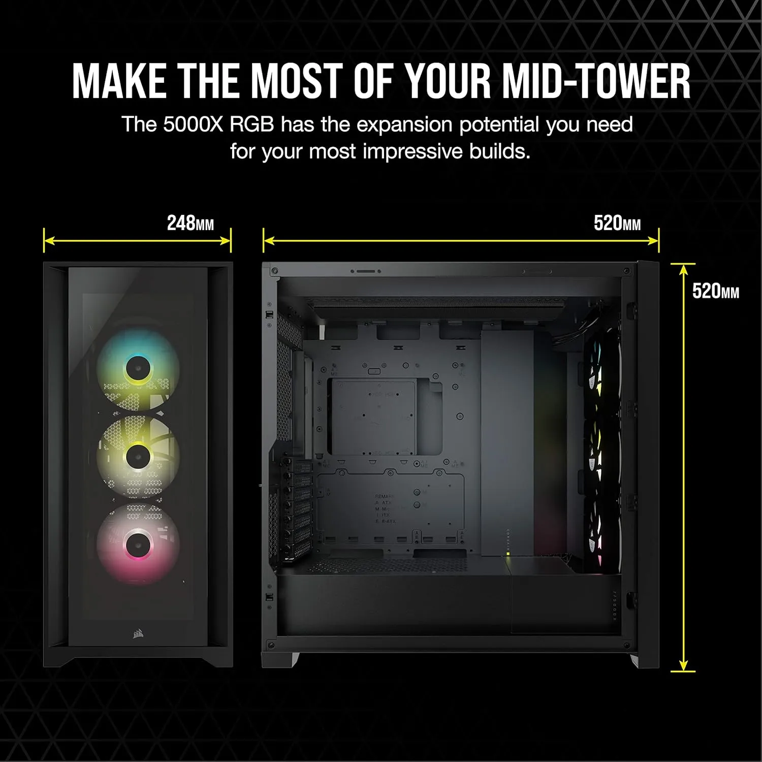 Corsair ICUE 5000X RGB Mid Tower Cabinet (Black) overview 2