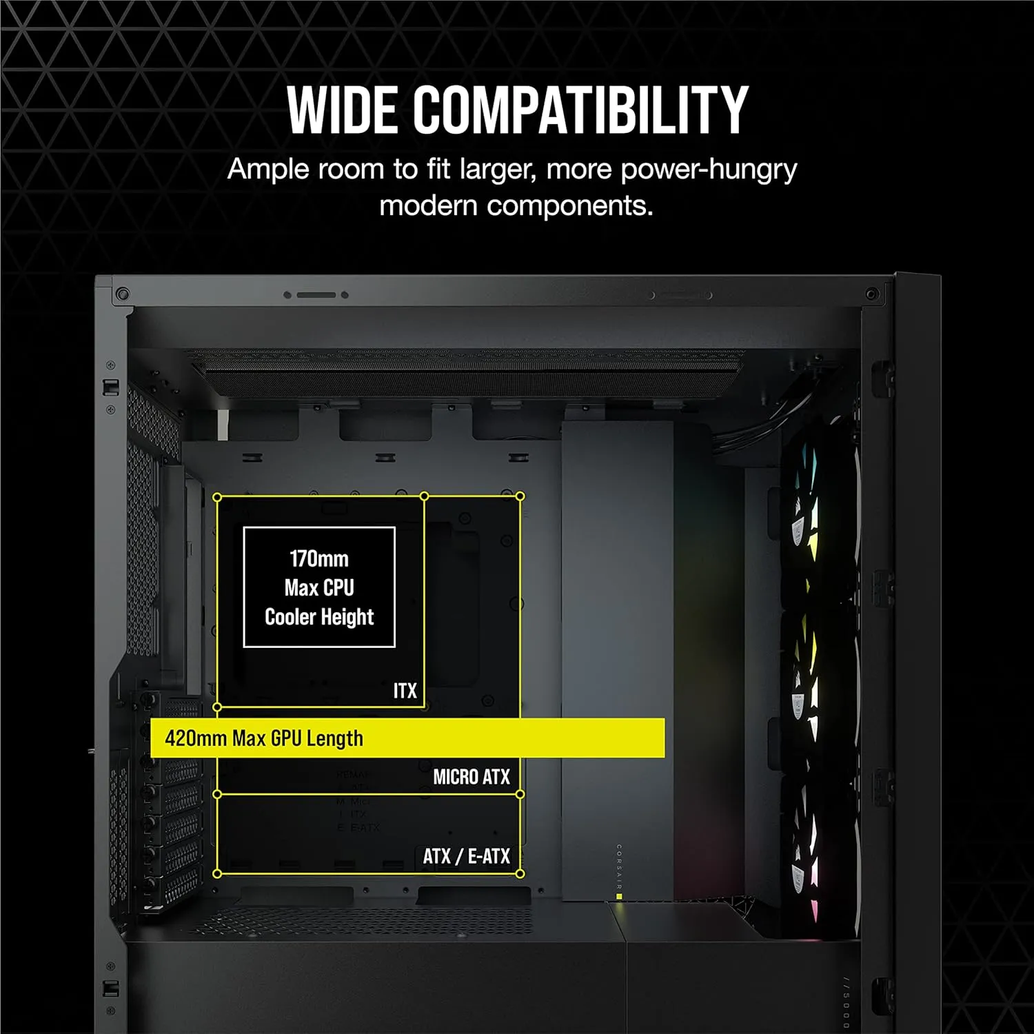 Corsair ICUE 5000X RGB Mid Tower Cabinet (Black) overview 7