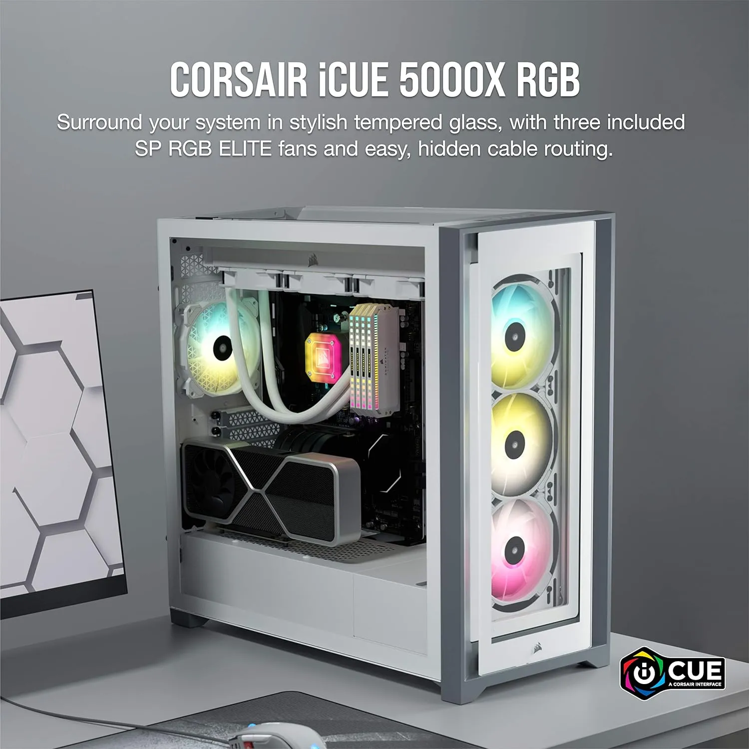 Corsair ICUE 5000X RGB Mid Tower Cabinet (White) overview 1