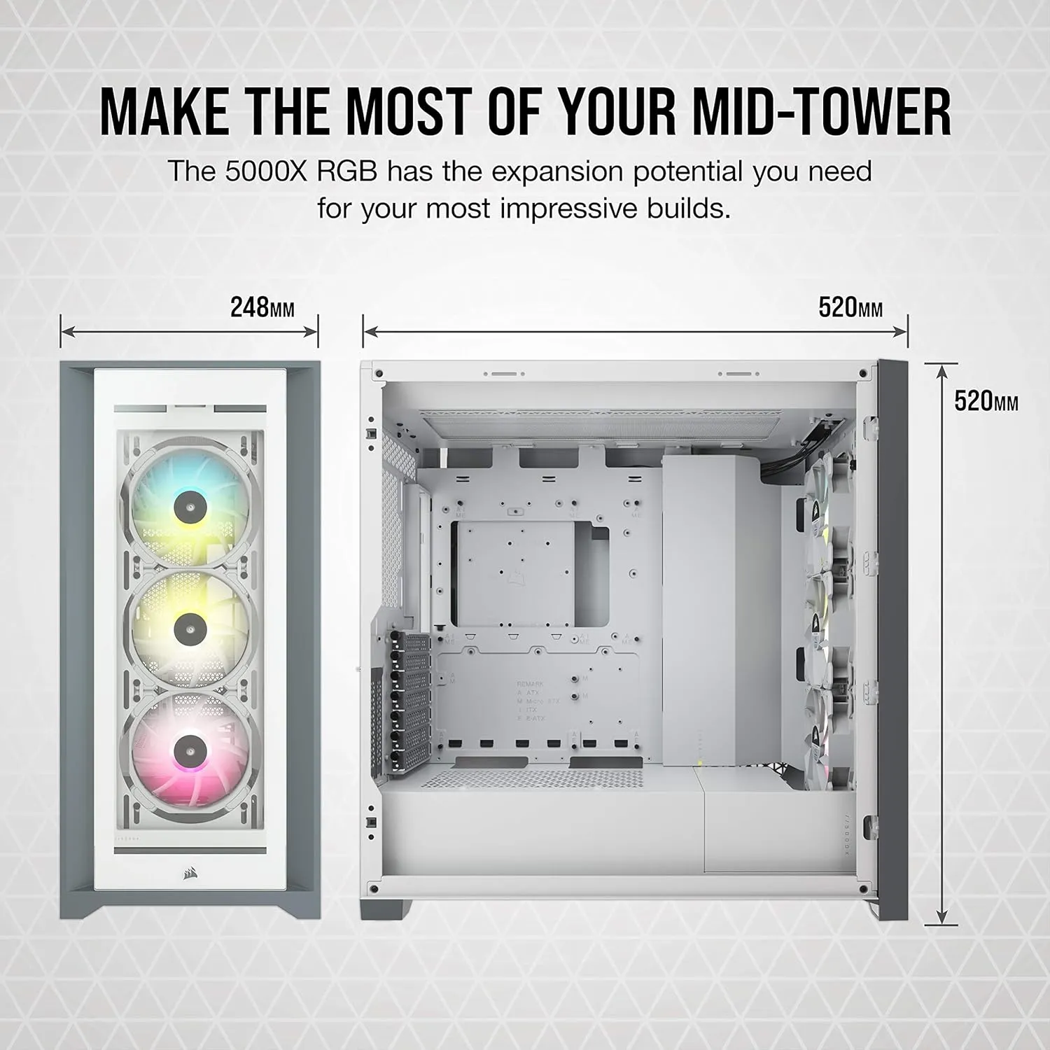 Corsair ICUE 5000X RGB Mid Tower Cabinet (White) overview 2