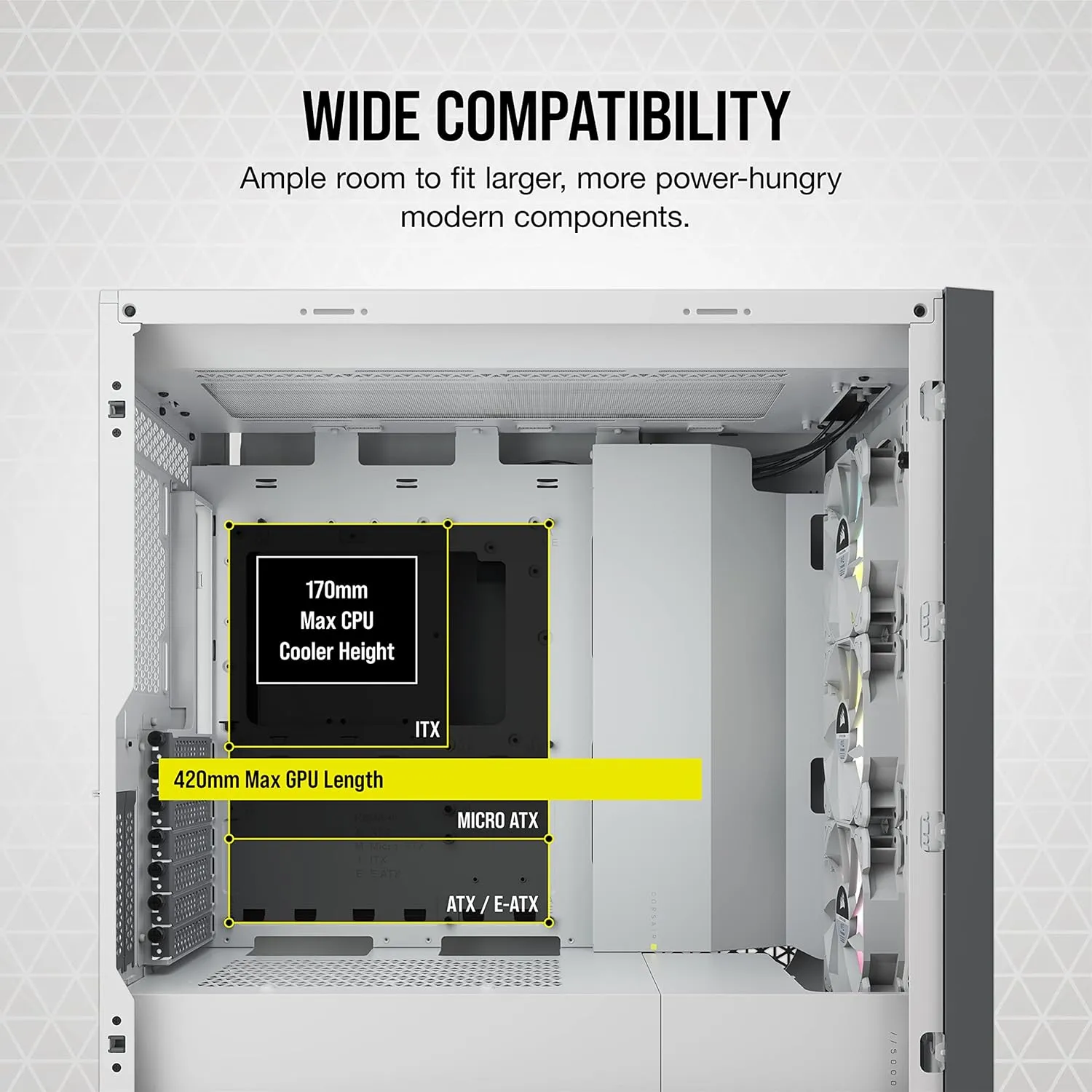 Corsair ICUE 5000X RGB Mid Tower Cabinet (White) overview 8