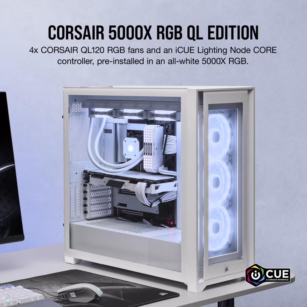 Corsair ICUE 5000X RGB QL Edition Cabinet (White) overview 1