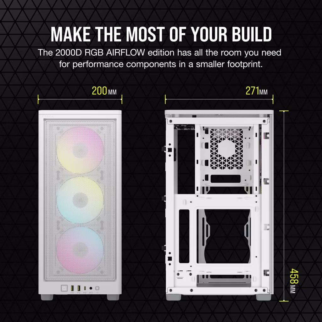 Corsair iCUE 2000D RGB Airflow Mini ITX PC Cabinet (White) overview 6
