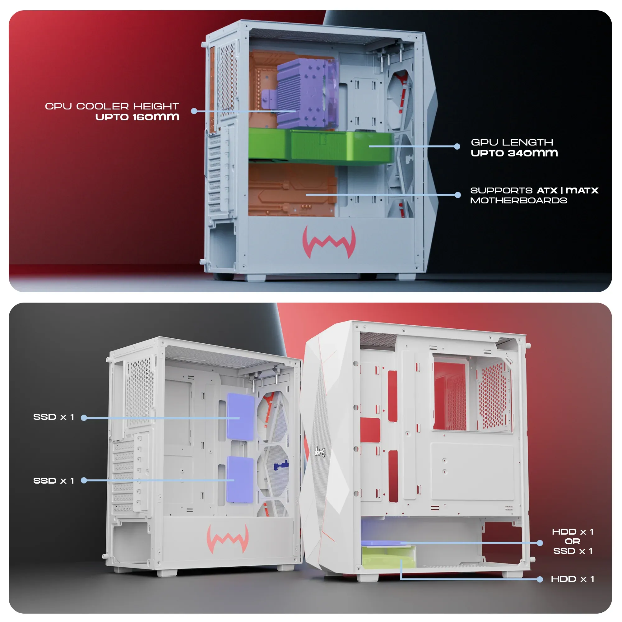 Dawg V 240 ATX Mid Tower Case - White overview 5
