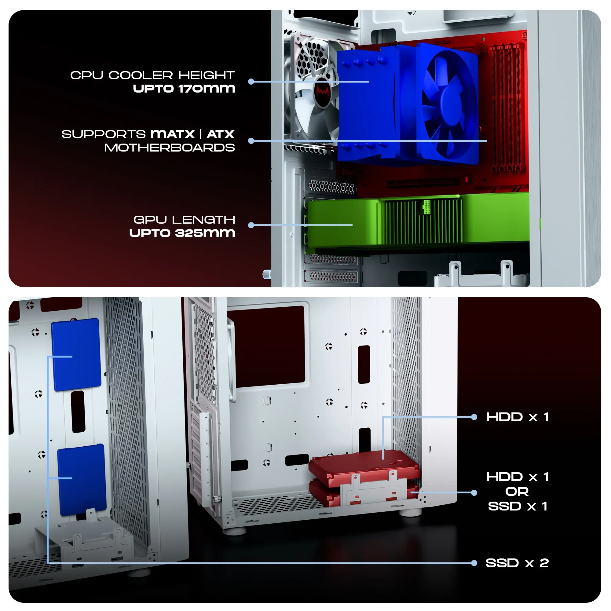 Dawg V210 ATX Mid Tower Case White overview 5
