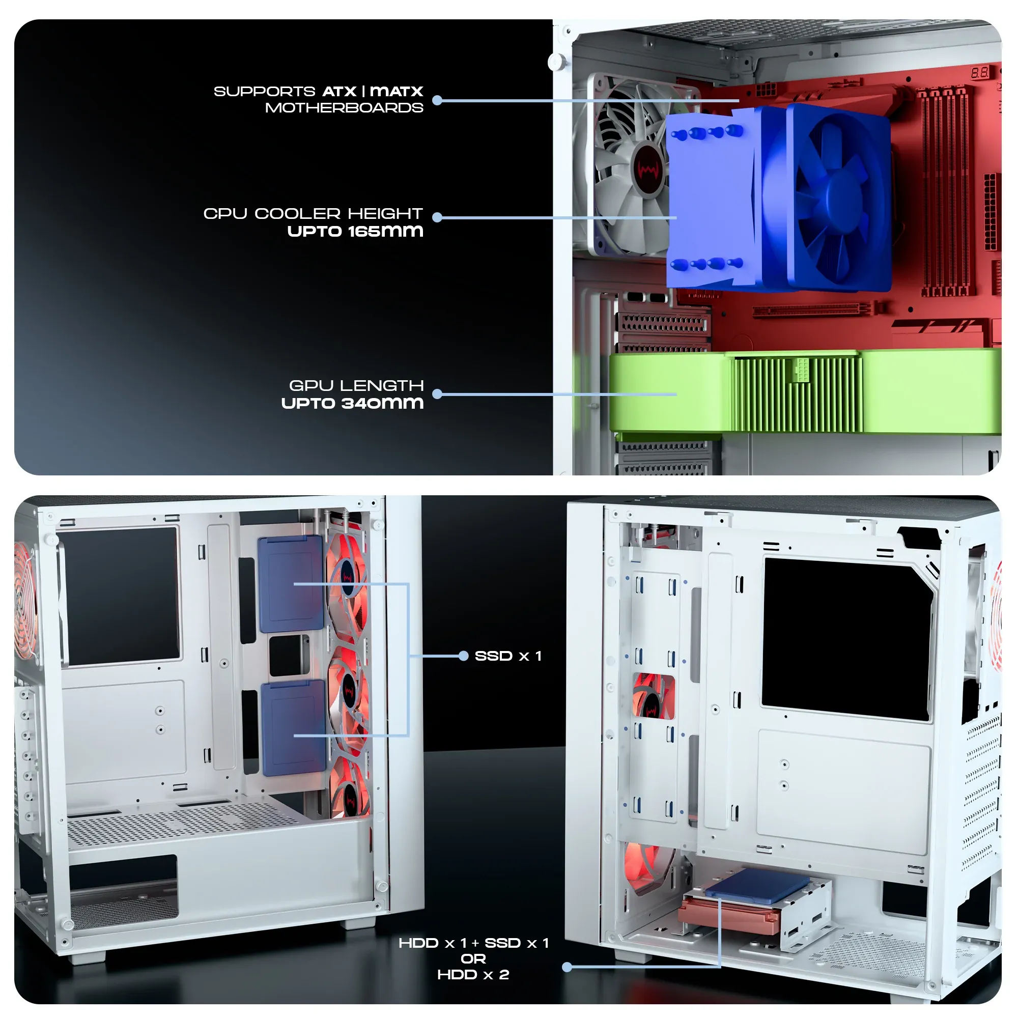 Dawg X 440 ARGB ATX Mid Tower Case - White overview 4