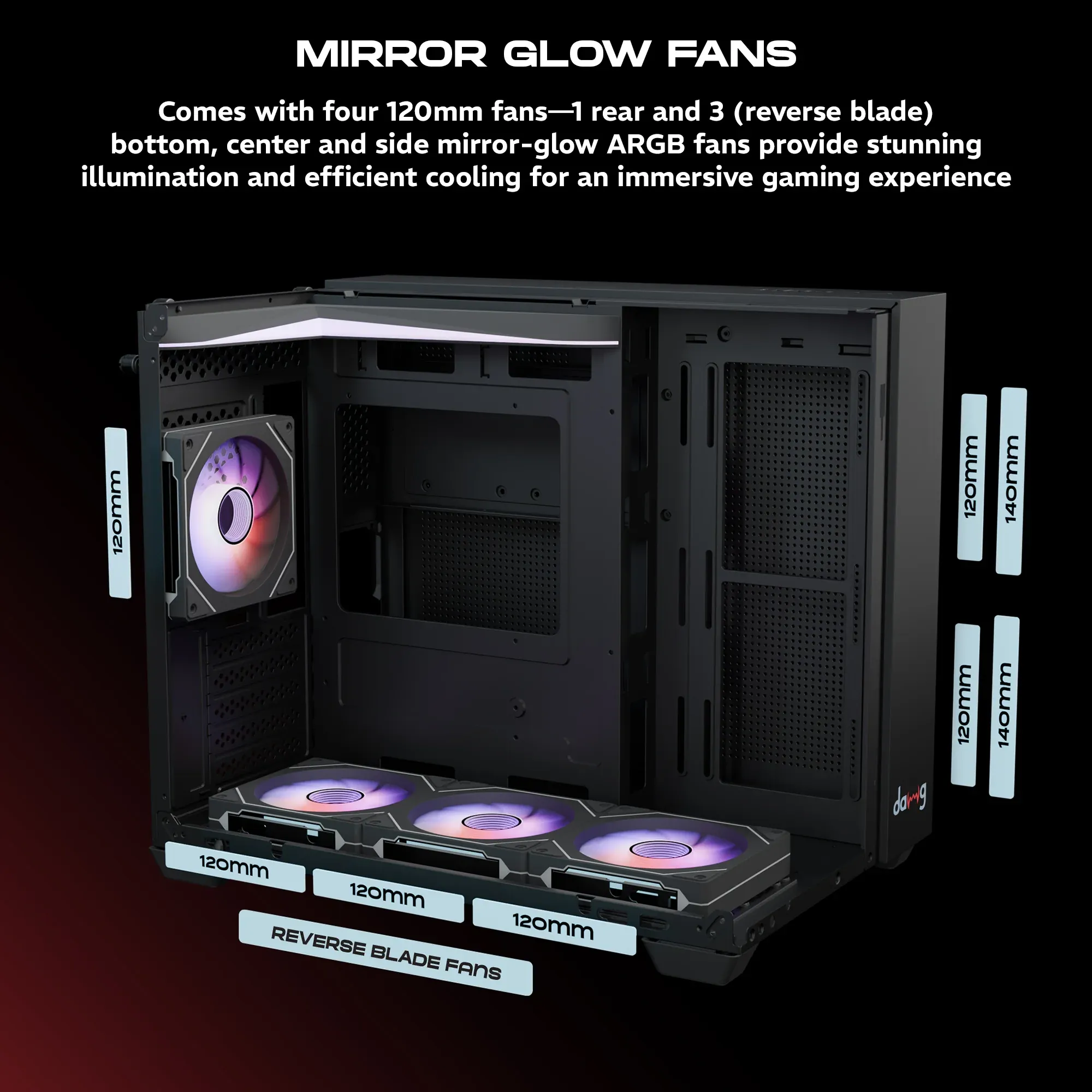 Dawg Y 740 ARGB M-ATX Cube PC Case overview 2