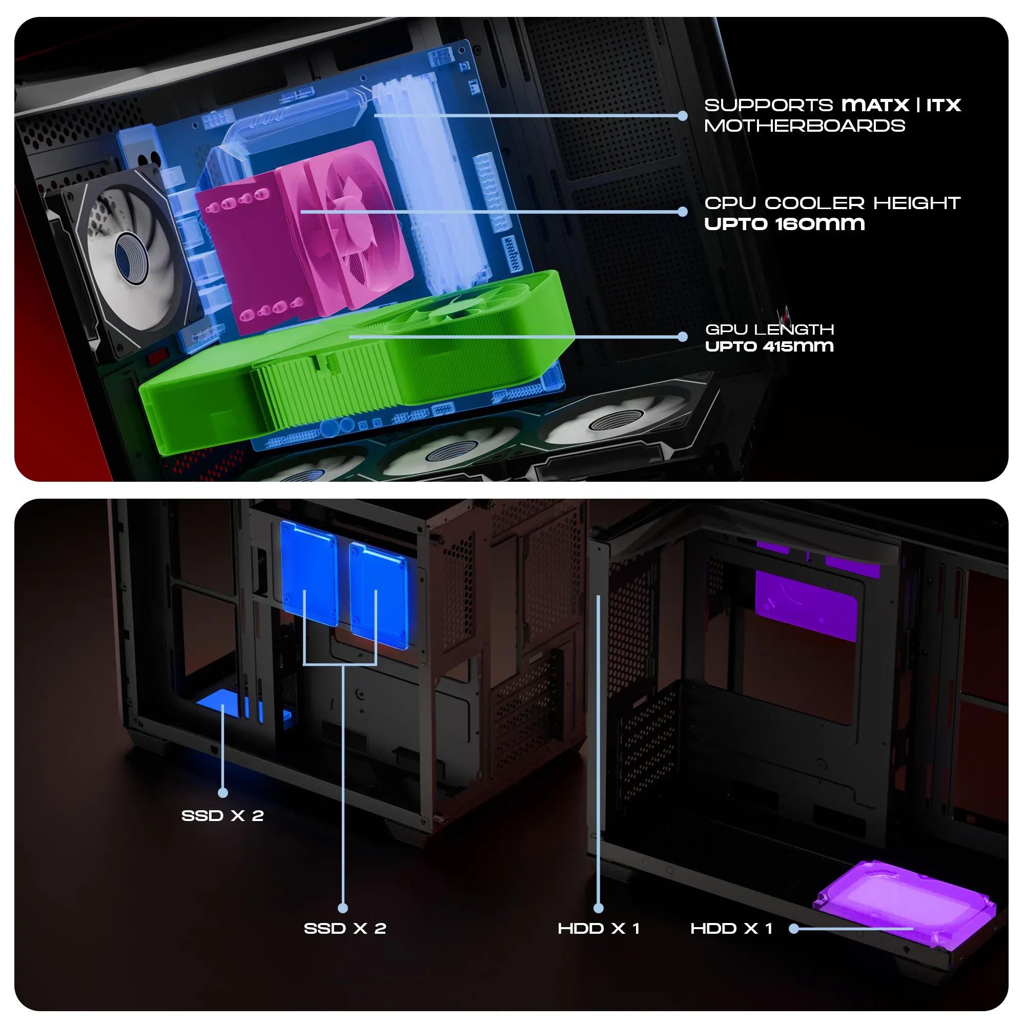 Dawg Y 740 ARGB M-ATX Cube PC Case overview 5