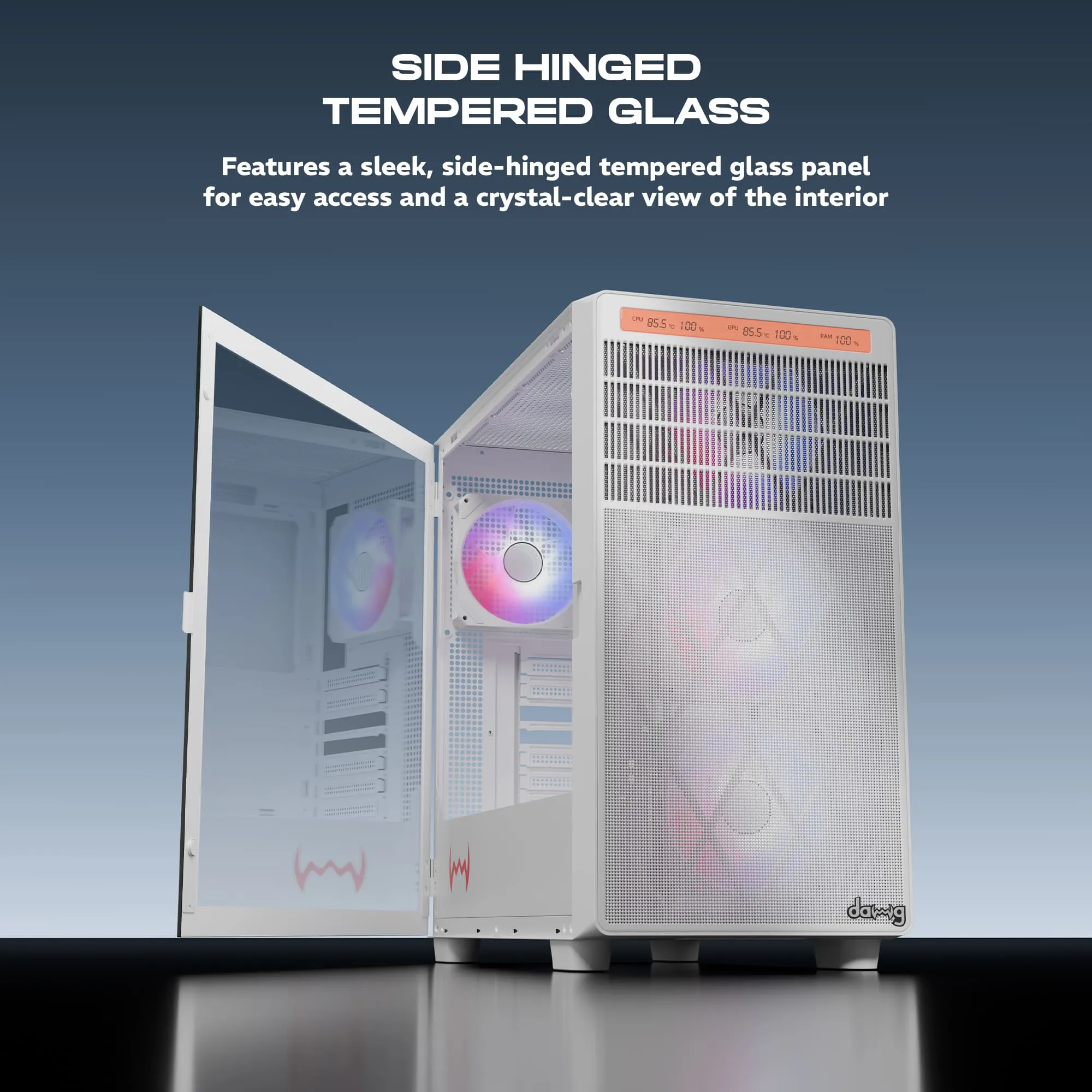 Dawg Y 804 Mid Tower ATX Cabinet (White) overview 4