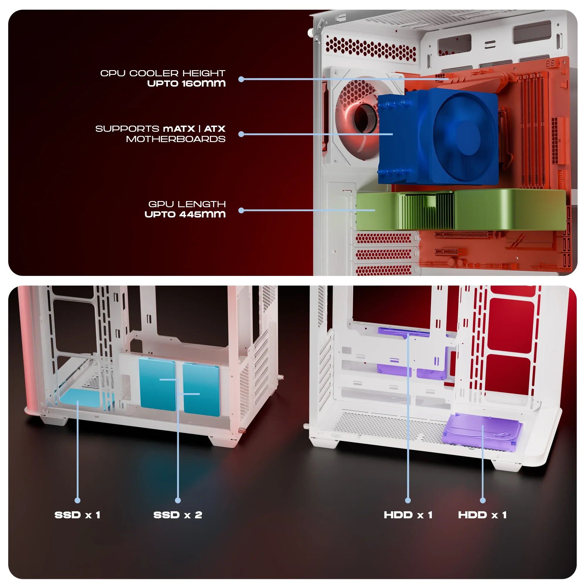 Dawg Y 820 ARGB ATX Mid Tower Case - White overview 5