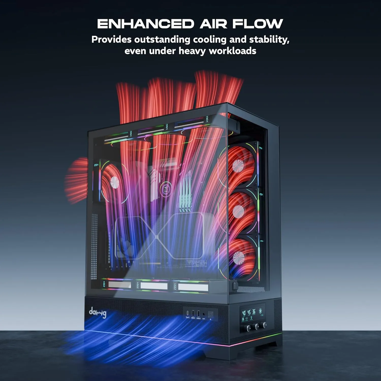 Dawg Y 990 ARGB E-ATX Mid Tower Case with Pre-installed 360mm AIO Cooler overview 3