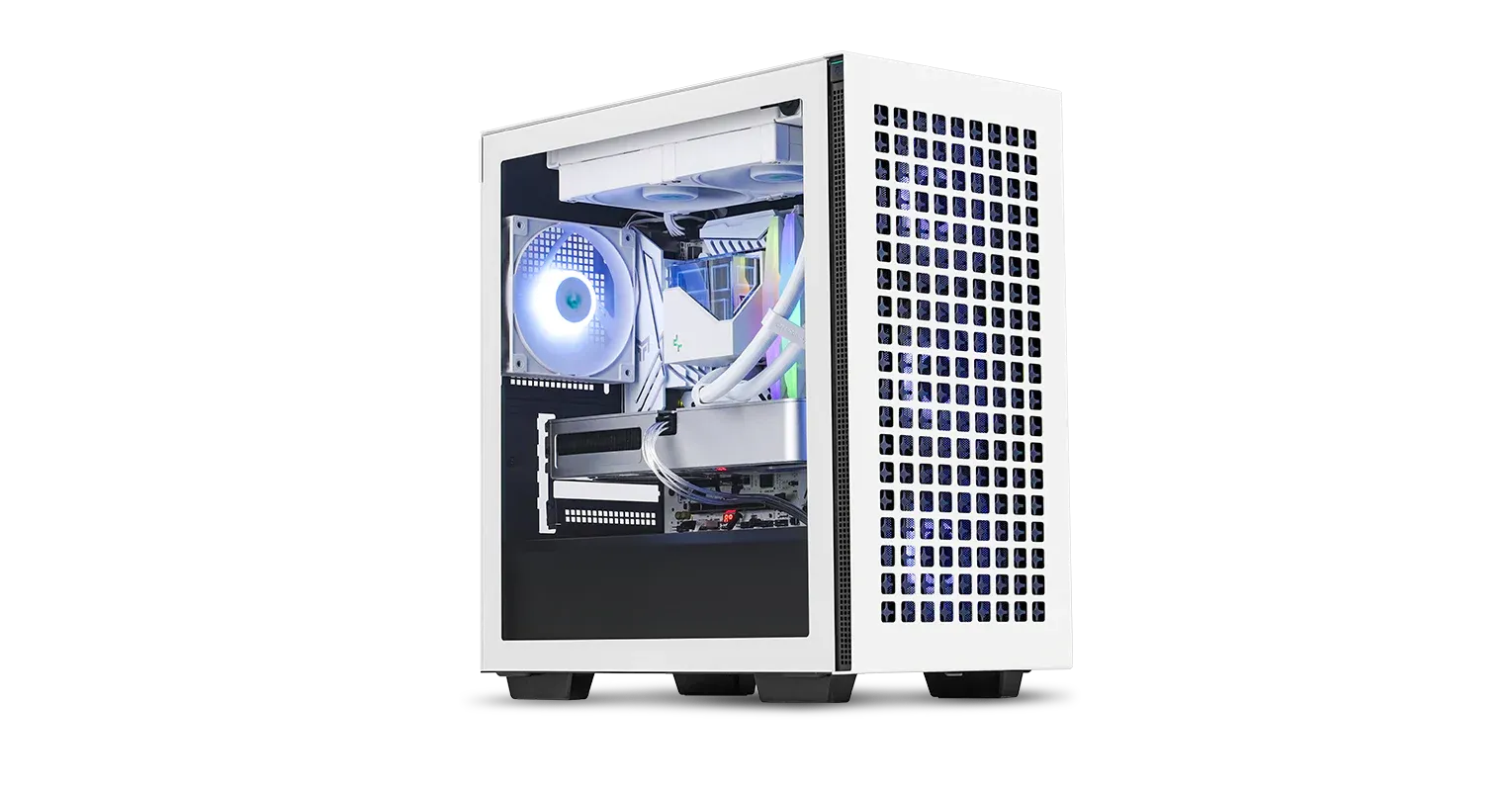 DeepCool CH370 WH (M-ATX) Mini Tower Cabinet With Tempered Glass Side Panel (White) overview 1