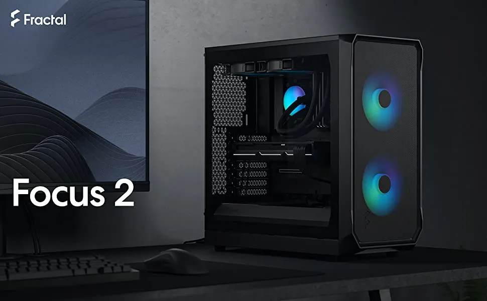 Fractal Design Focus 2 Mesh RGB TG Clear Tint (ATX) Mid Tower Cabinet (Black) overview 1