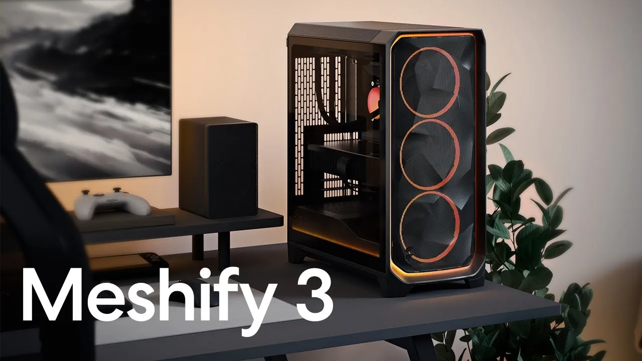 Fractal Design Meshify 3 Ambience Pro RGB Light Tint TG ATX Mid Tower PC Case (Black) overview 1