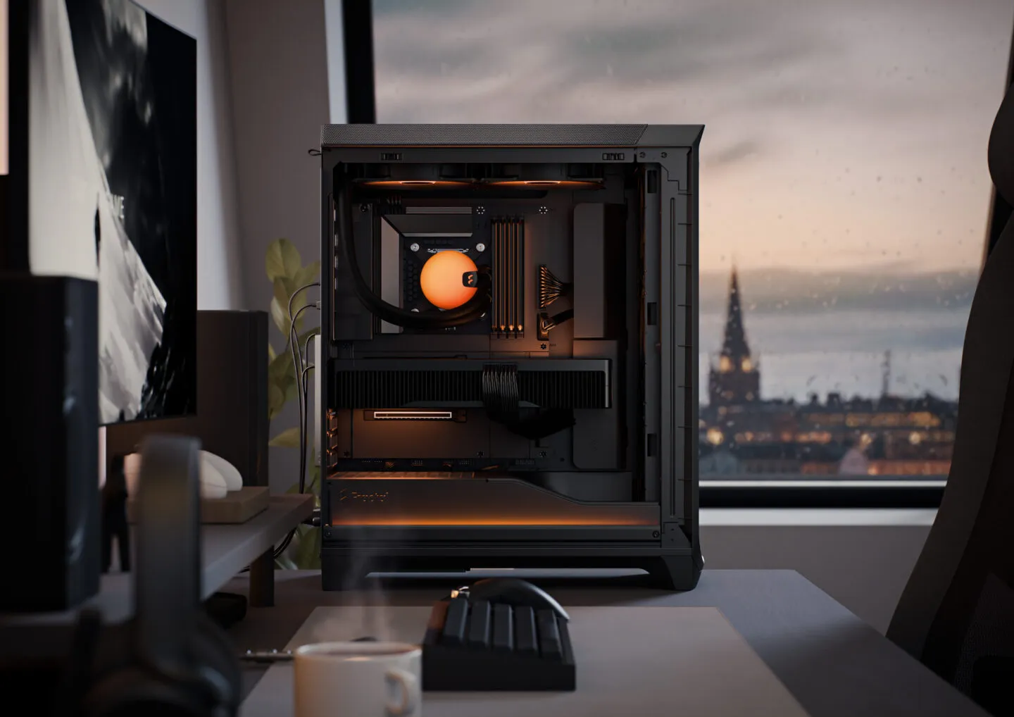 Fractal Design Meshify 3 Ambience Pro RGB Light Tint TG ATX Mid Tower PC Case (Black) overview 3
