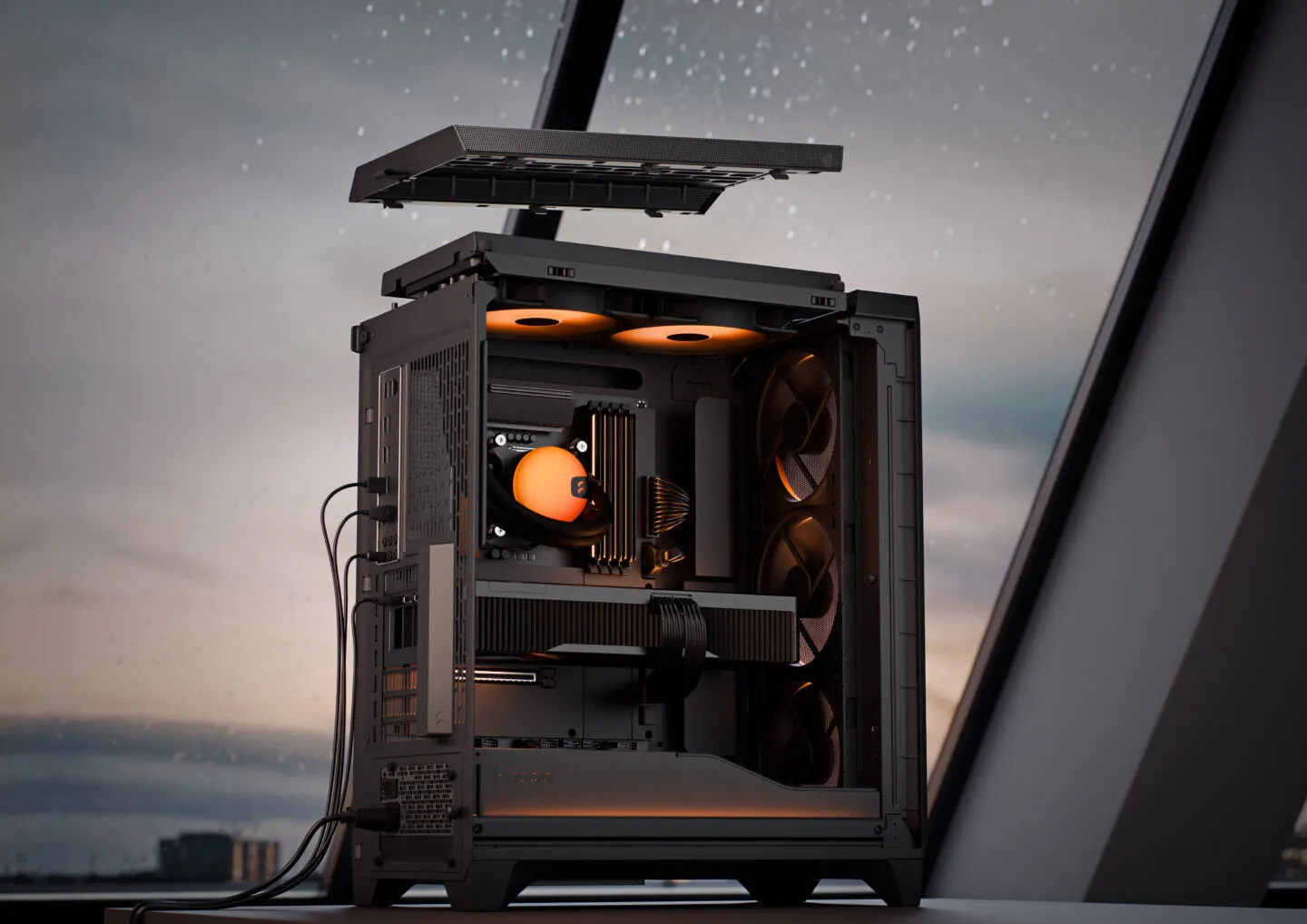 Fractal Design Meshify 3 Ambience Pro RGB Light Tint TG ATX Mid Tower PC Case (Black) overview 6