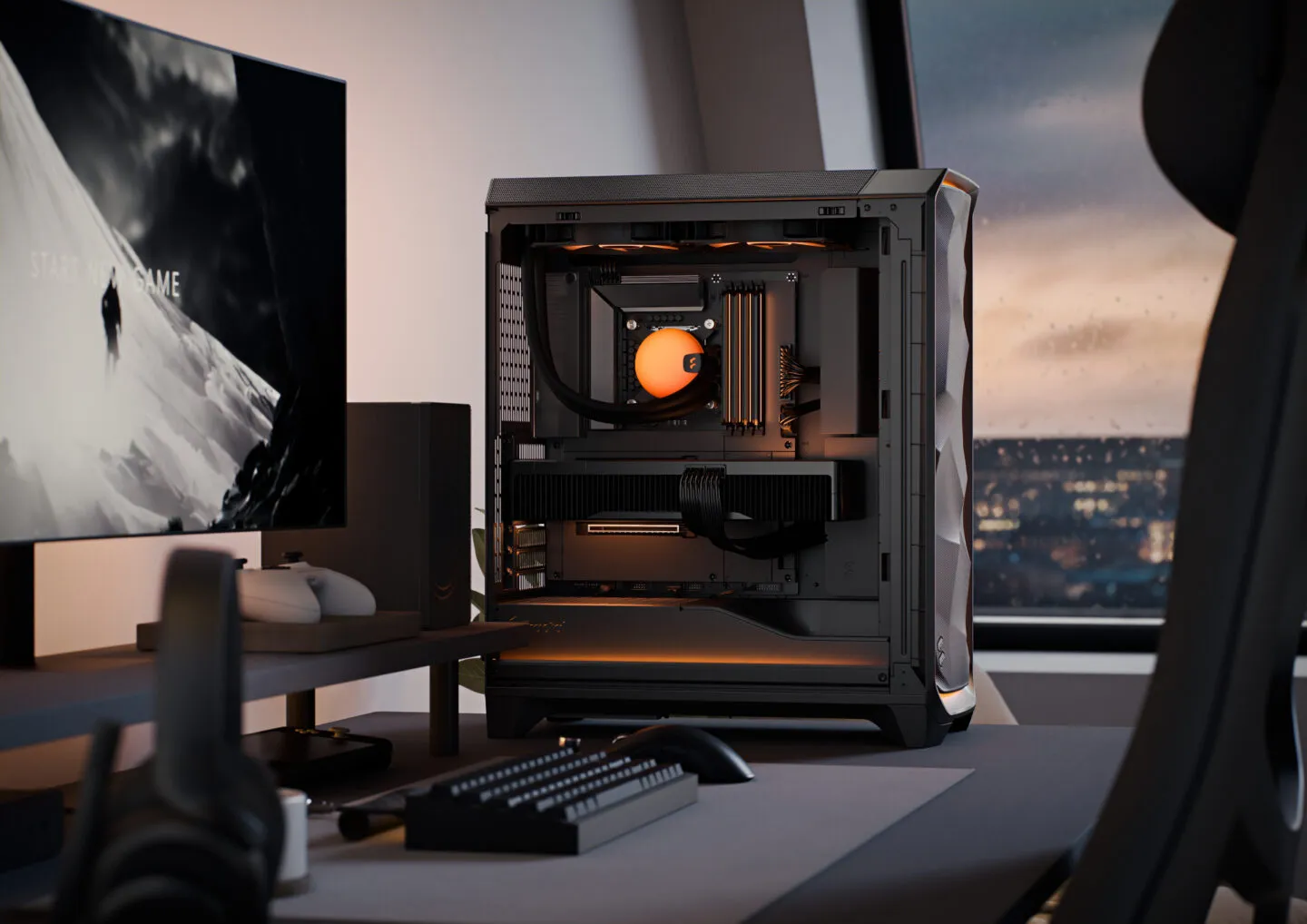 Fractal Design Meshify 3 Ambience Pro RGB Light Tint TG ATX Mid Tower PC Case (Black) overview 7