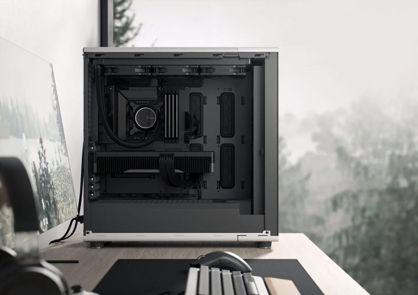 Fractal Design North XL Chalk White TG Clear (E-ATX) Mid Tower Cabinet overview 2