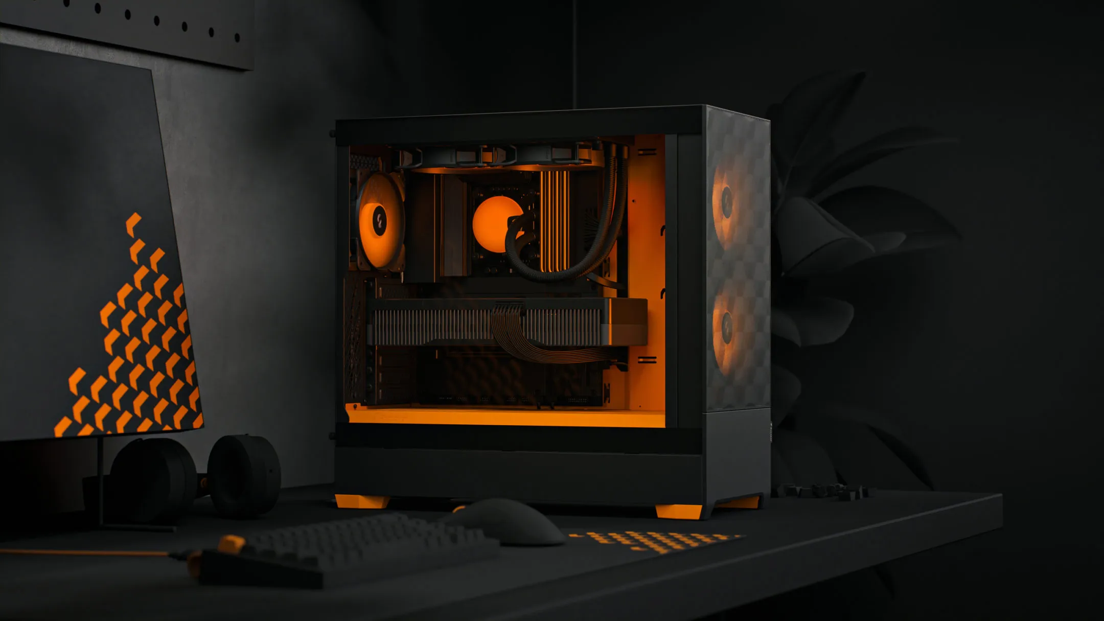Fractal Design Pop Air RGB Orange Core TG Clear Tint Case overview 1