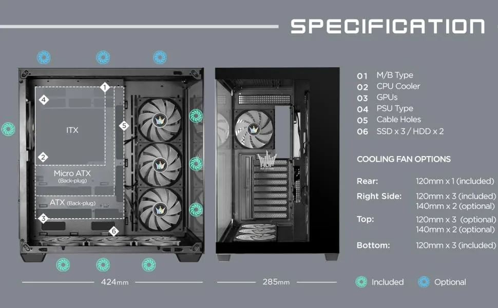 GALAX HOF Allsynq ARGB ATX Mid Tower Case (Black) overview 6