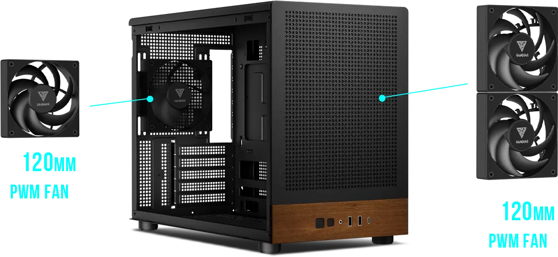 GAMDIAS ATHENA M4M SERIES Micro-Tower Case (Wood) overview 1