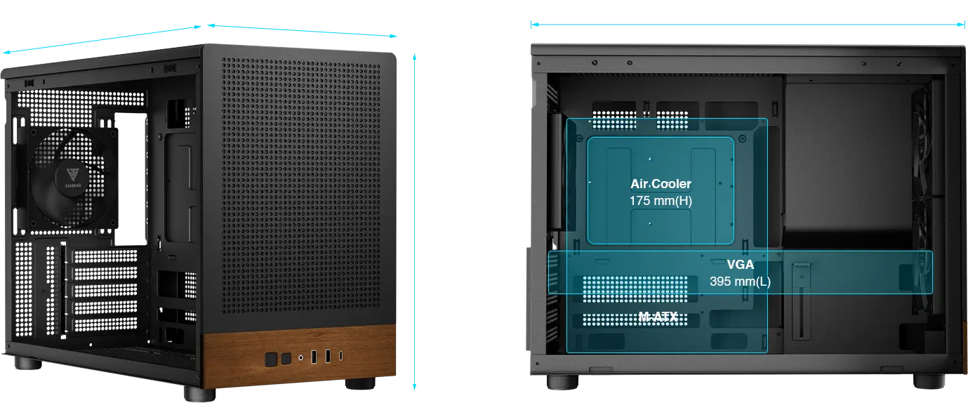 GAMDIAS ATHENA M4M SERIES Micro-Tower Case (Wood) overview 7