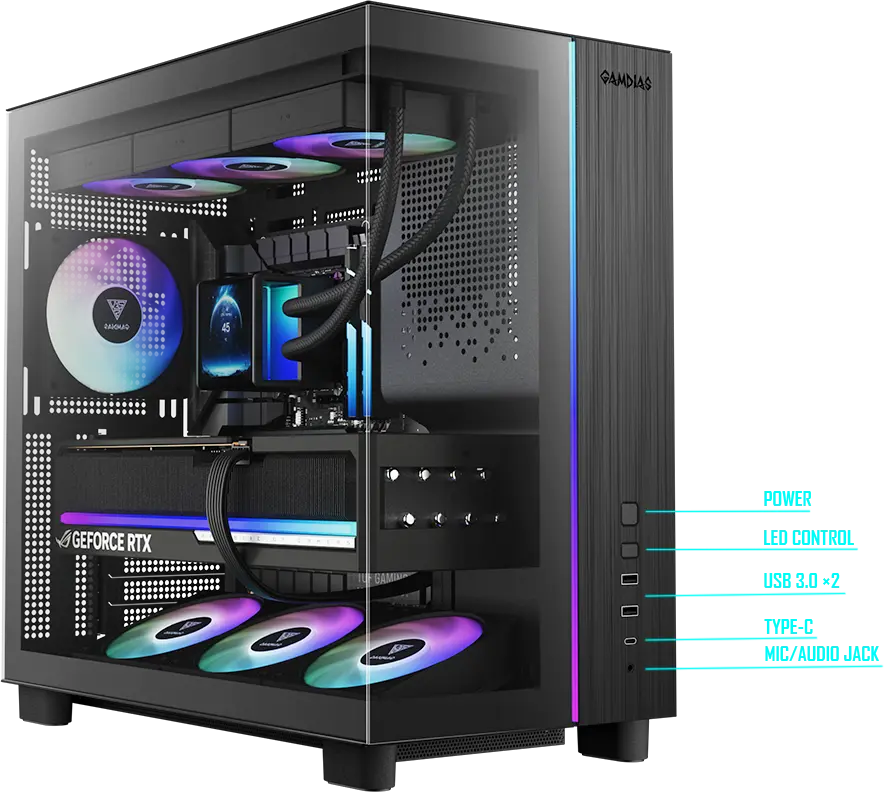 GAMDIAS ATLAS M4 Mid-Tower Case (Black) overview 3