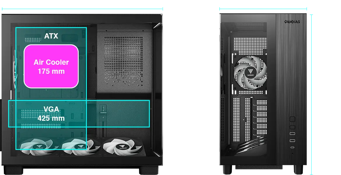 GAMDIAS ATLAS M4 Mid-Tower Case (Black) overview 6