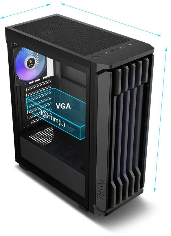 GAMDIAS Aura GC11 ARGB BAR Patterned Argb MID-Tower Cabinet overview 3