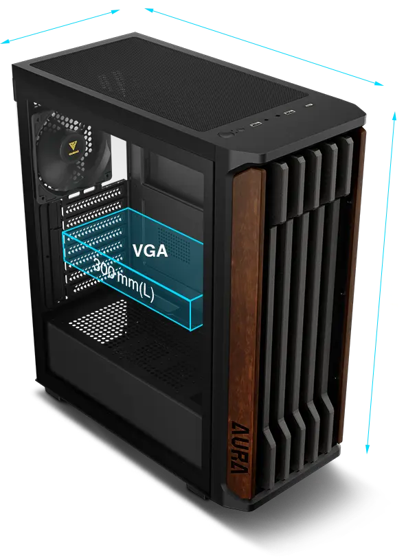 Gamdias AURA GC11 WOOD MESH Mid-Tower Case (Wood) overview 3