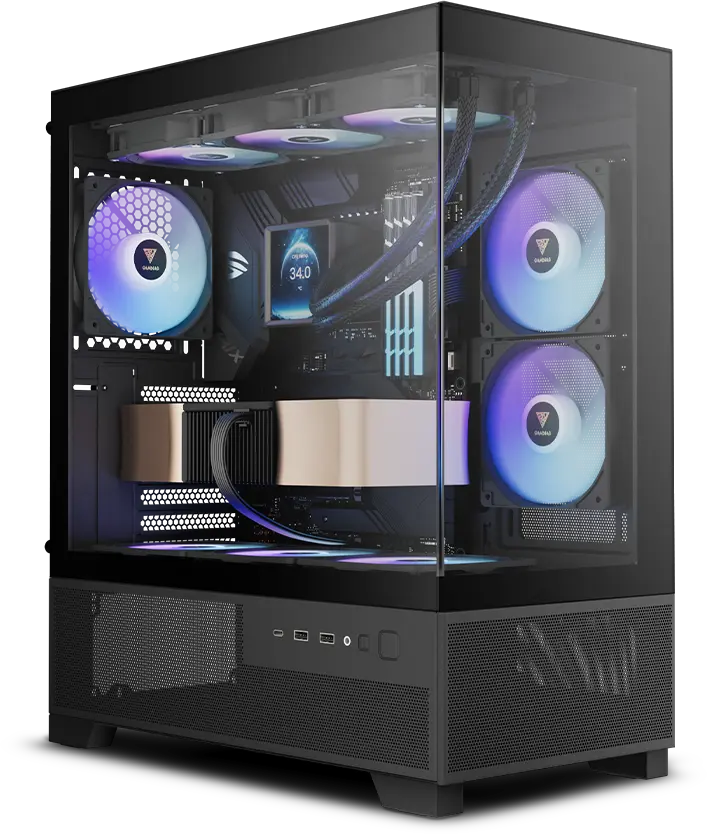 Gamdias Aura GC12 Argb - Panoramic Argb MID-Tower Cabinet overview 1