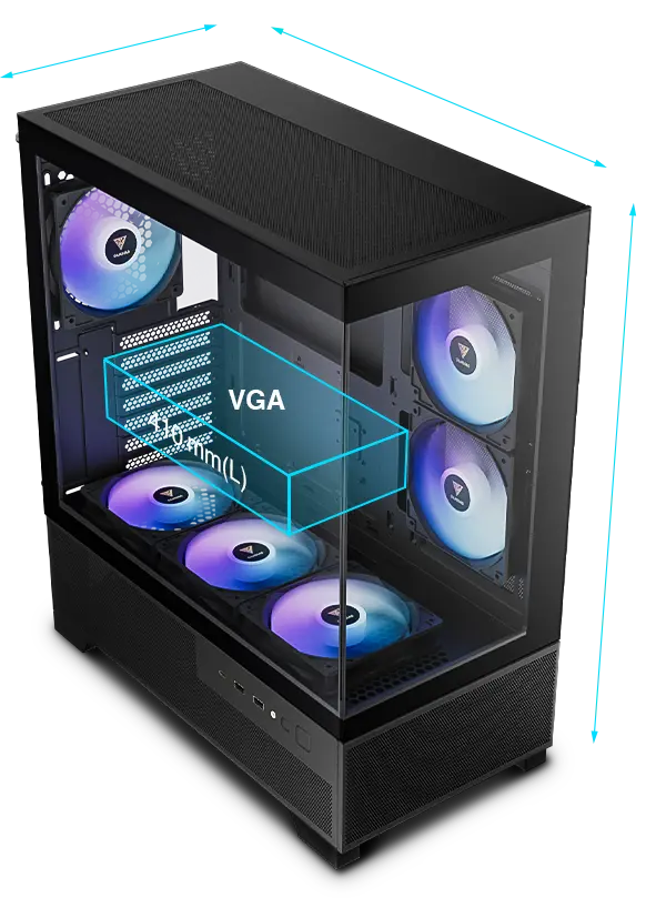 Gamdias Aura GC12 Argb - Panoramic Argb MID-Tower Cabinet overview 3