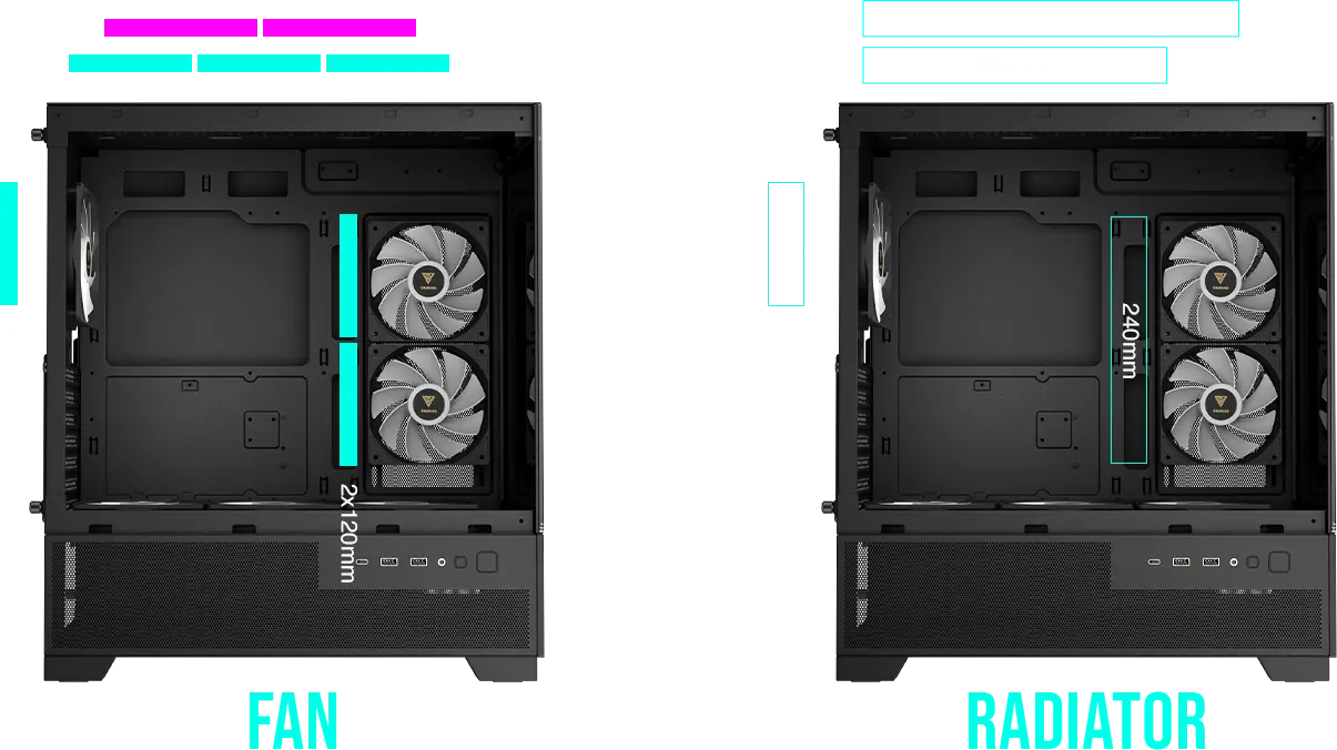 Gamdias Aura GC12 Argb - Panoramic Argb MID-Tower Cabinet overview 4