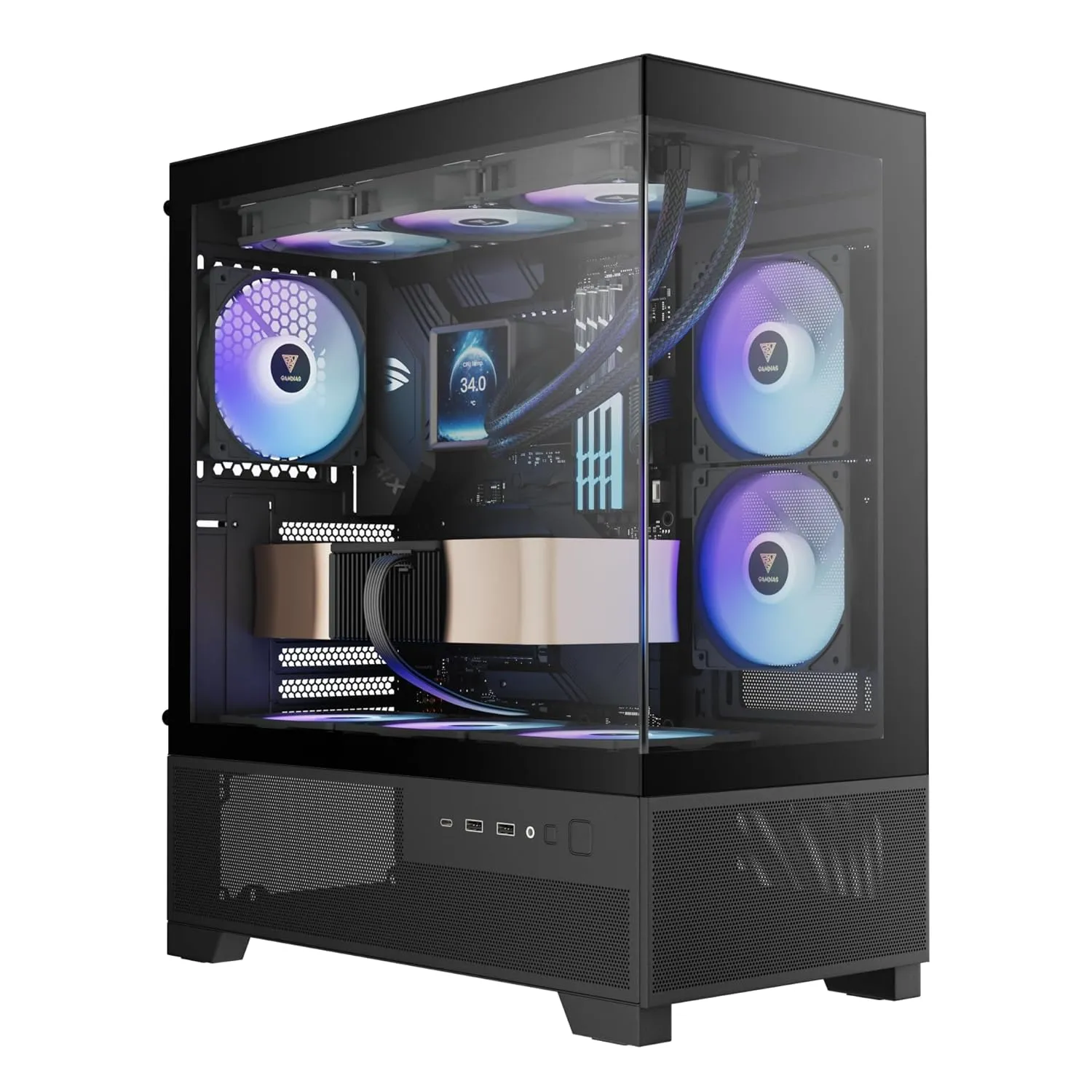 Gamdias Aura GC12 Argb - Panoramic Argb MID-Tower Cabinet