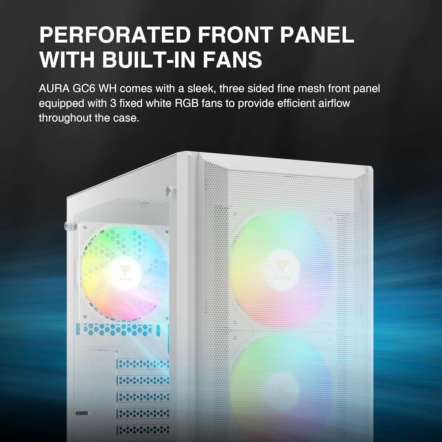 Gamdias Aura GC6 WH ARGB (ATX) Mid Tower Cabinet (White) overview 2