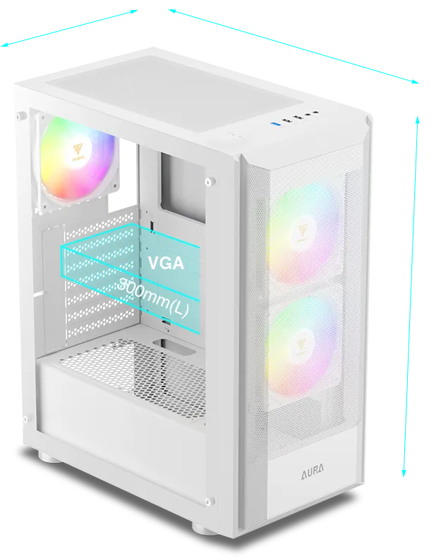 Gamdias Aura GC6 WH ARGB (ATX) Mid Tower Cabinet (White) overview 4