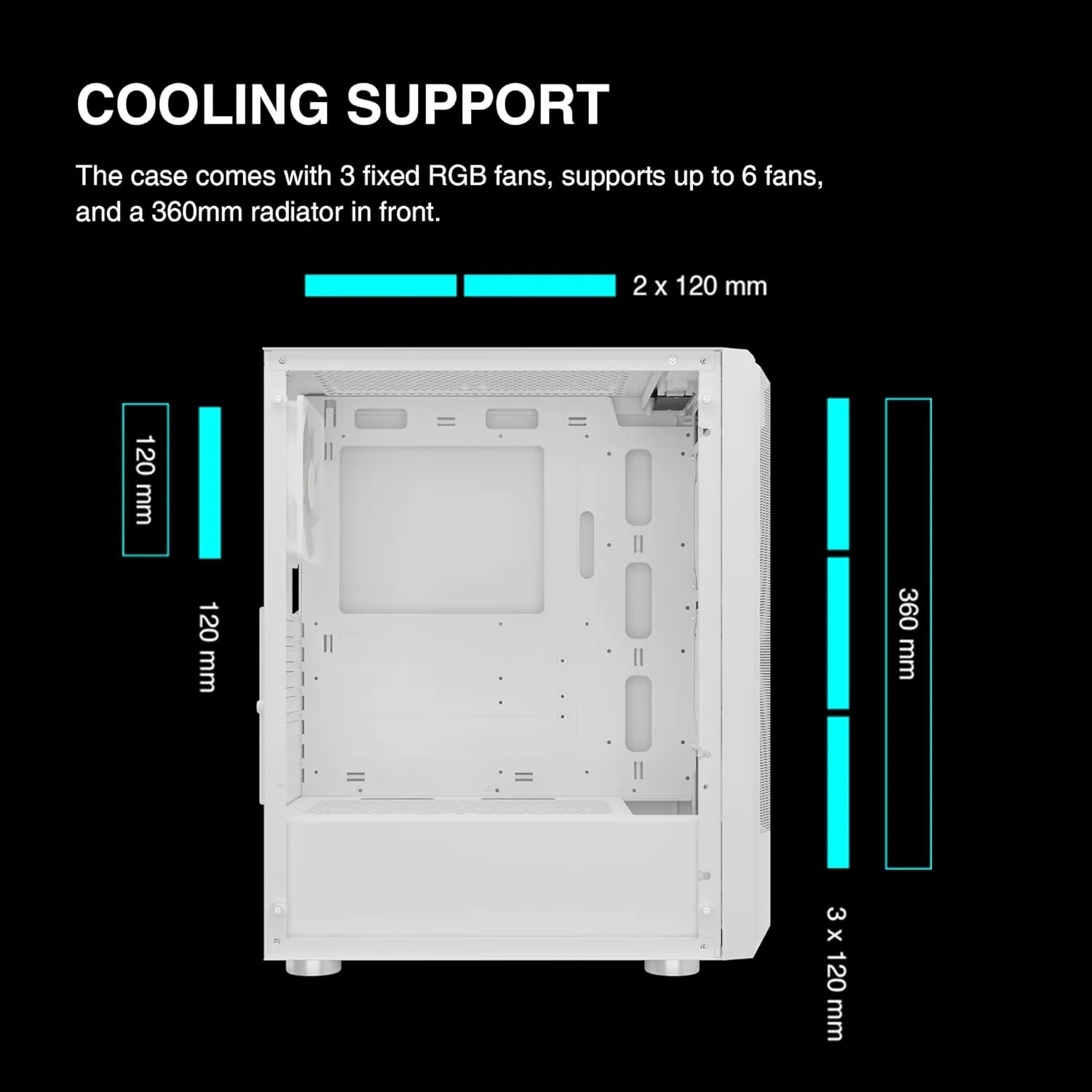 Gamdias Aura GC6 WH ARGB (ATX) Mid Tower Cabinet (White) overview 6