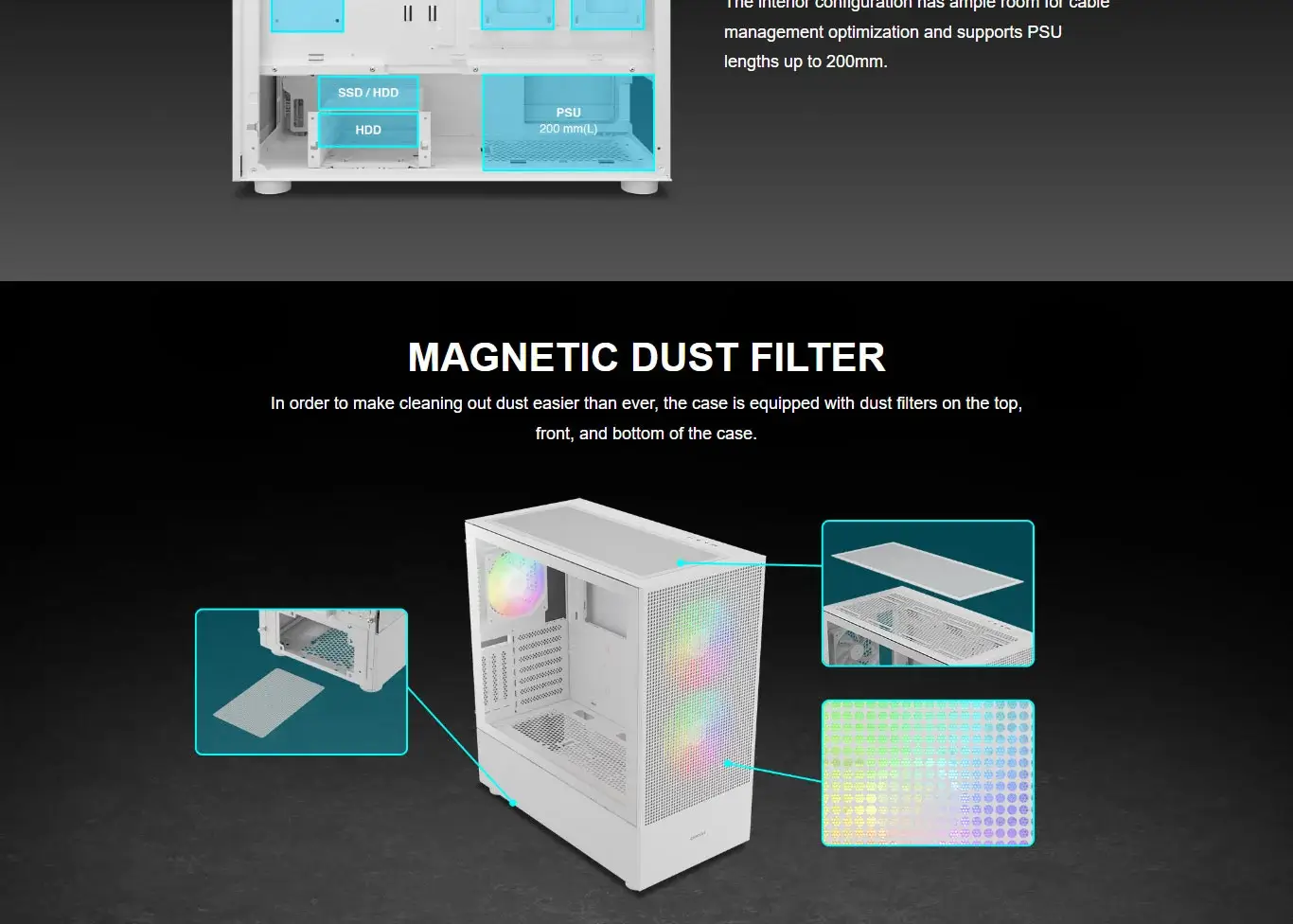 Gamdias Talos E3 Mesh Elite ARGB (E-ATX) Mid Tower Cabinet (White) overview 7