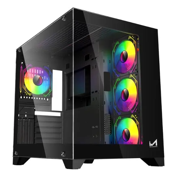 ICEMASTER Dynamite XL PRO Mid-Tower Computer Case/Gaming Cabinet - Black (7 Infinity Argb Fans) | Support EATX,ATX, Micro-ATX, Mini-ITX | Pre-Installed 3 Side Fans, 1 Rear Fan & 3 Bottom Fans (Black)