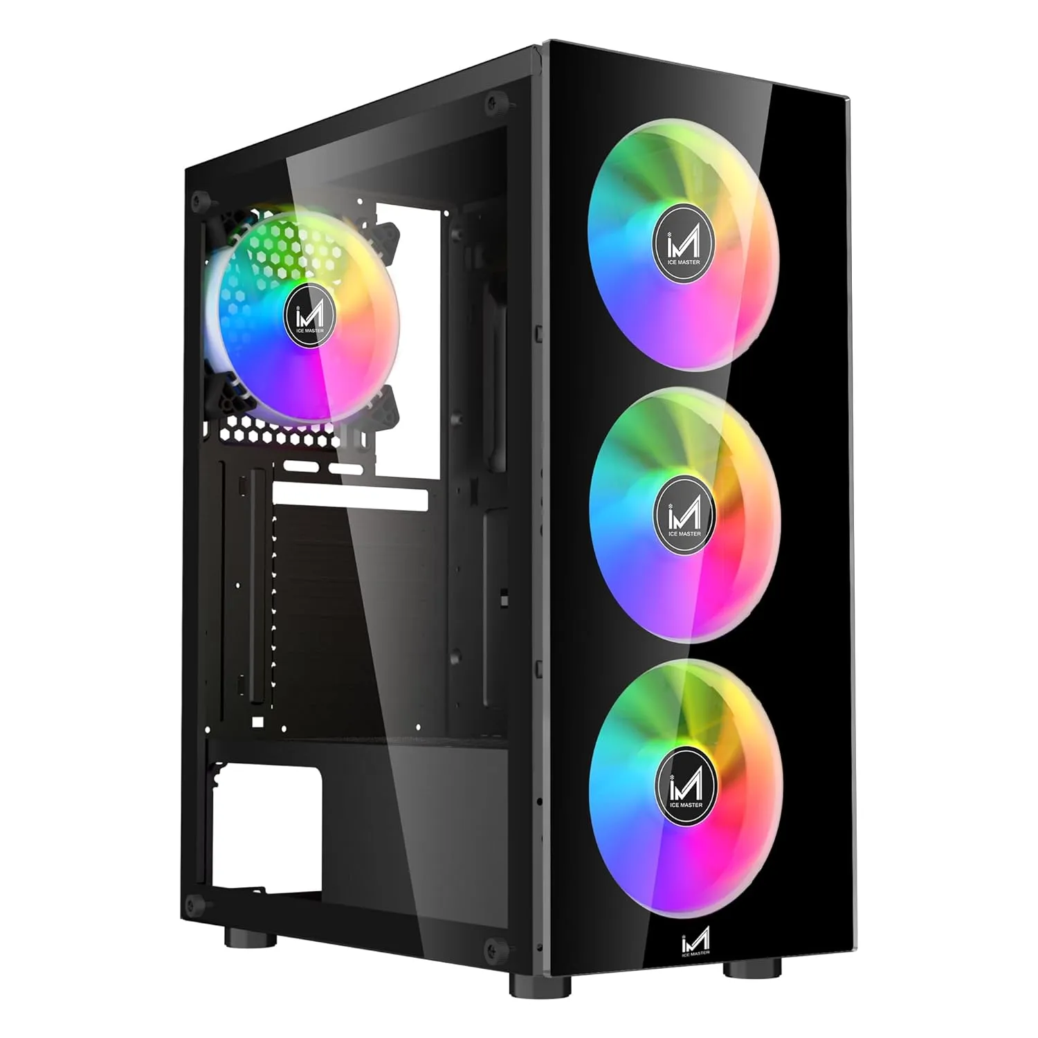 ICEMASTER Shadow Tempered Glass Black ATX Gaming Cabinet/Computer Case with 4 RGB Fans, 2 USB 2.0 Slots, USB 3.0 Slot, Ssd Slot, 7 Expansion Pci Sockets overview 1