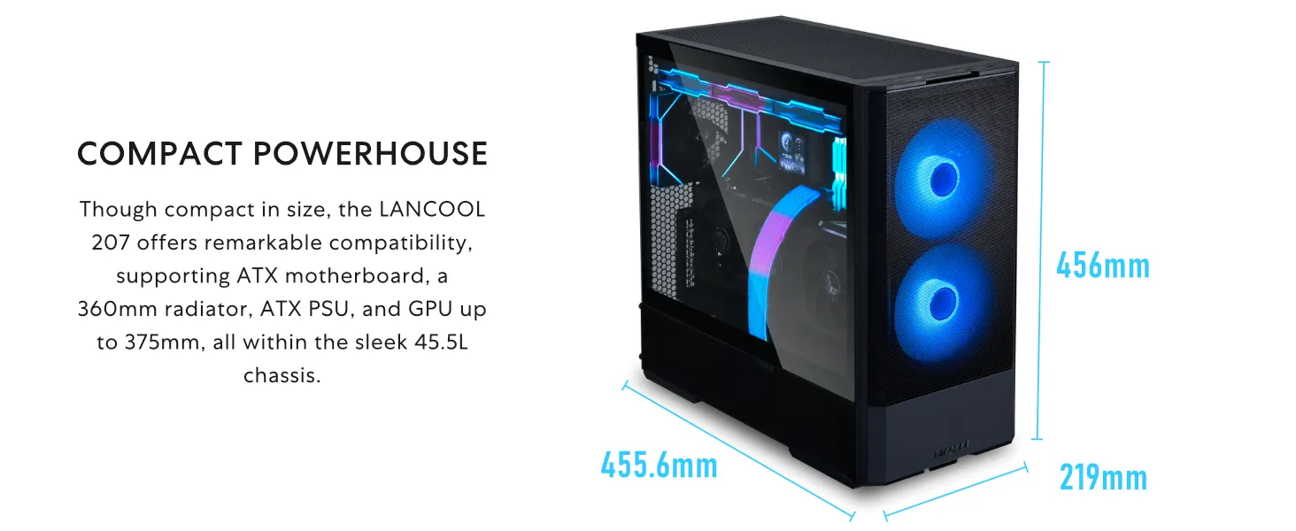 LIAN LI LANCOOL 207 Compact ATX RGB Gaming Cabinet (Black) overview 2
