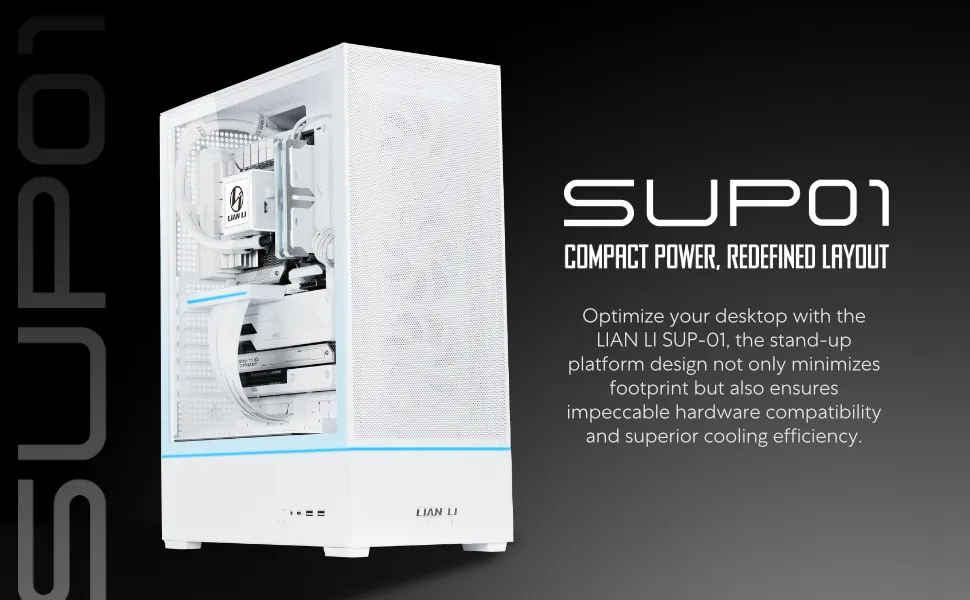 Lian Li SUP01 Small Tower Gaming Cabinet - White overview 1