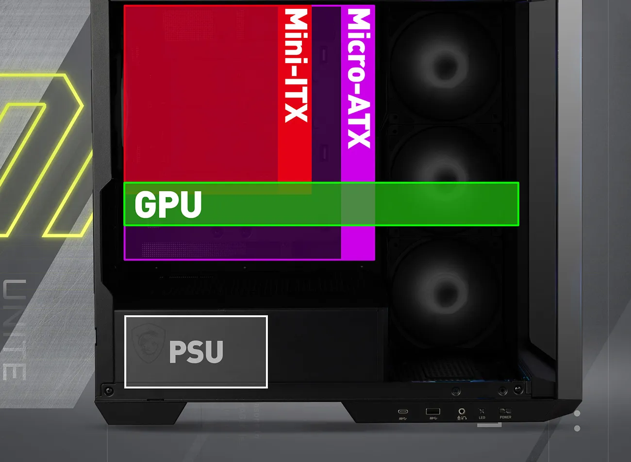 MSI MAG PANO M100R PZ Black mATX Cabinet overview 3