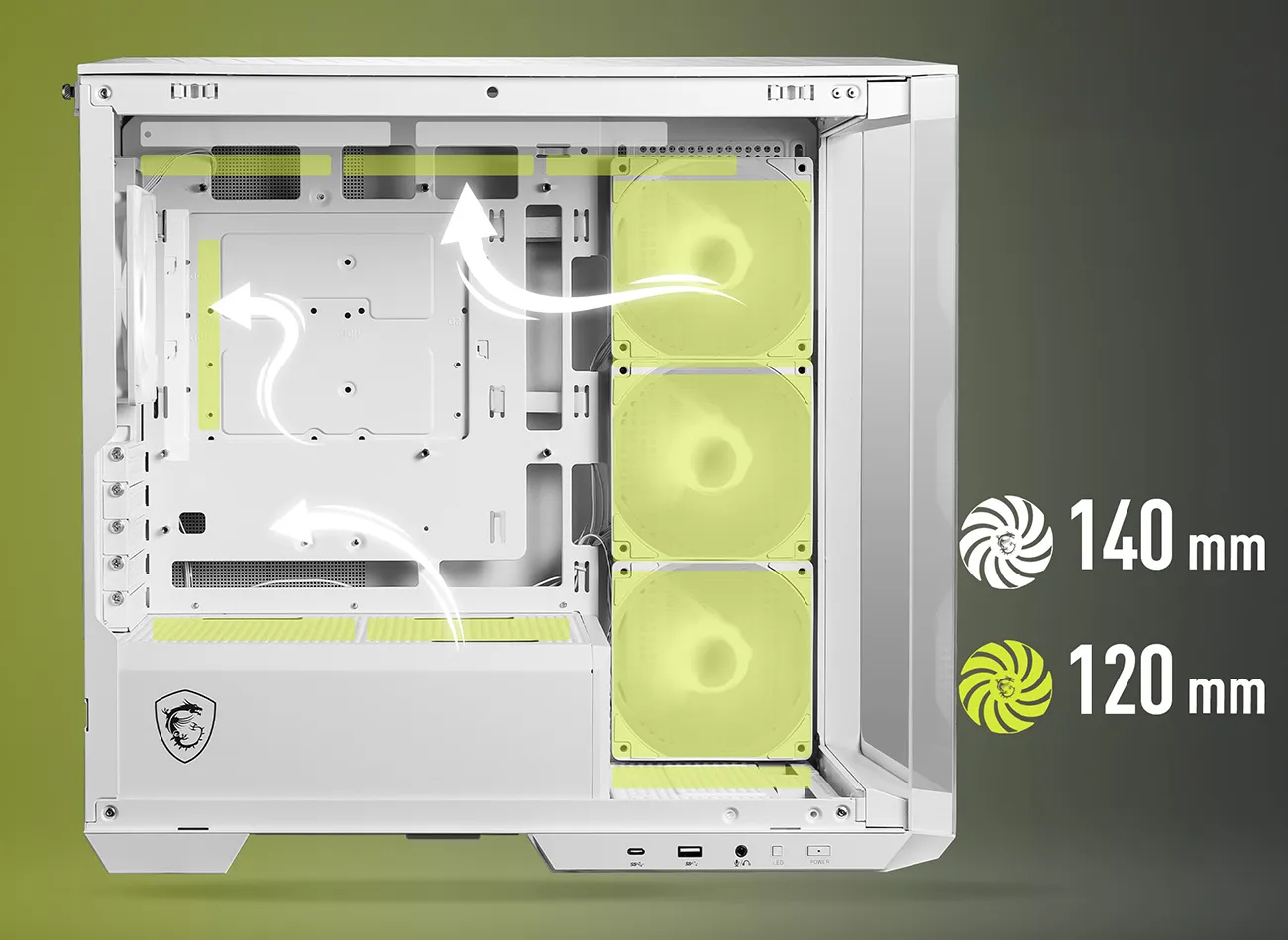 MSI MAG PANO M100R PZ White mATX Cabinet overview 4